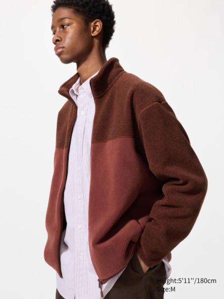 Fleece Full-Zip Jacket Color Block - Vino