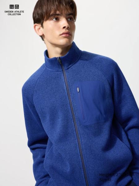 Knitted Fleece Full-Zip Jacket - Azul