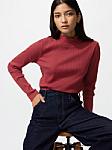 Ribbed High Neck T-Shirt (EN) - Rojo